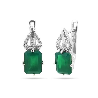 Серьги из серебра зеленый агат, Позитив