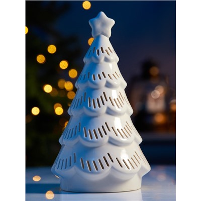 Светодиодная фигура «Ёлочка ажурная», 19.8×10.8×10.8 см, 1 LED, керамика, от батареек LR44×3, тёплый белый свет