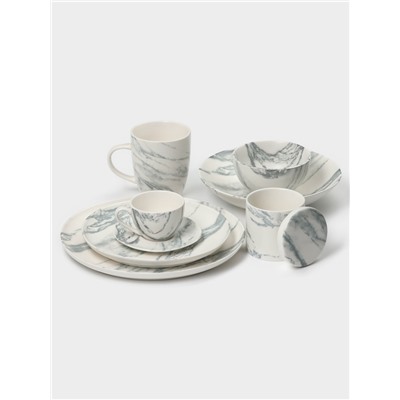 Кружки Magistro Real Marble, 400 мл, набор 2 шт., фарфор, белые