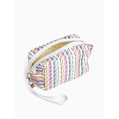 Косметичка дорожная на молнии, с ручкой, с подкладкой, белая/разноцветная