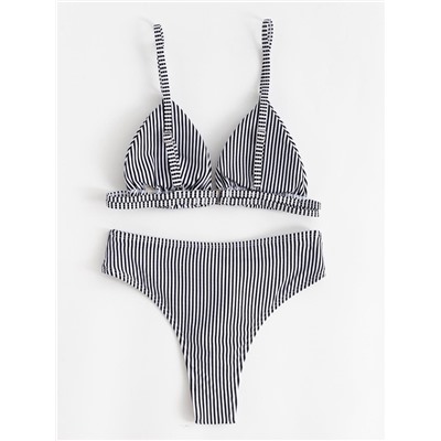 Купальник женский раздельный MINAKU «Stripe», размер 50, цвет черно-белый