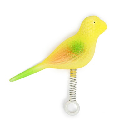 Игрушка для птиц «Птичка» на пружинке, 11.9×3.4×12.5 см, жёлтая