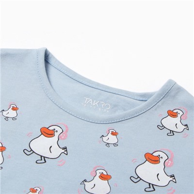 Пижама для девочки (футболка/бриджи), голубая, рост 116 см