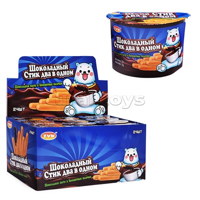 Шоко Стик два в одном: Шоколадная паста и бисквитные палочки 12г* 24шт