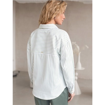 Блузка свободного силуэта в тонкую полоску из хлопка