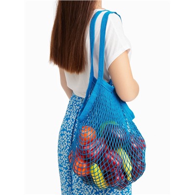 Сумка-авоська плетёная, клетка 1.5 см, синяя