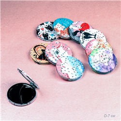 Зеркало карманное 7 см / GT358 /уп 50/300/ кожзам стразы