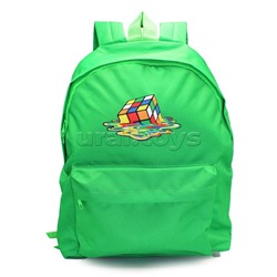 Рюкзак мягкий "Кубик зеленый" 1 отделение, на молнии с двумя бегунками, большой карман на молнии снаружи, мягкие наплечники, с подкладкой, материал полиэстер, размер 39х30х14см