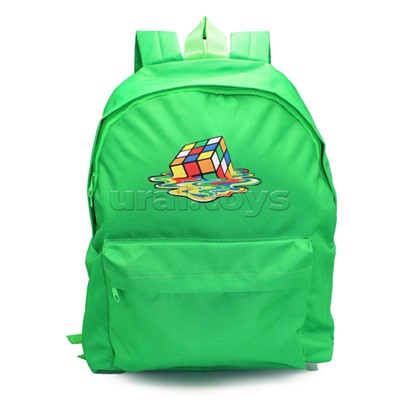 Рюкзак мягкий "Кубик зеленый" 1 отделение, на молнии с двумя бегунками, большой карман на молнии снаружи, мягкие наплечники, с подкладкой, материал полиэстер, размер 39х30х14см