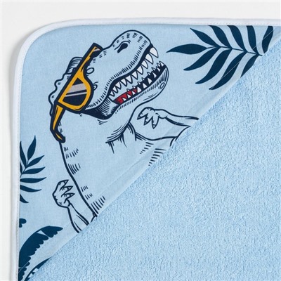 Полотенце - уголок махровое «Крошка Я» T-rex king, 75×75 см, хлопок 100%, голубое
