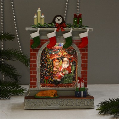 Светильник настольный новогодний 18x10x26 см Камин / NG206-7 /уп 6/ музыкальный