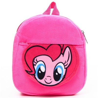 Рюкзак плюшевый на молнии, с карманом, 19×22 см «Пинки Пай», My little Pony