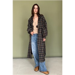 Рубашка удлиненная  AUTUMN046/03/Бежевый, зелёный