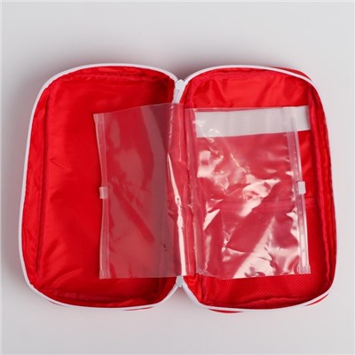 Аптечка дорожная First Aid, красная, 24×12×6 см