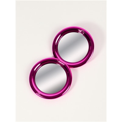 Зеркало складное «Металлик», d=6.5 см, с увеличением х2, розовое