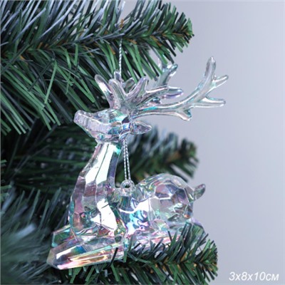 Новогоднее украшение Олень 10 см / LCS-014 /уп 60/240/ прозрачный