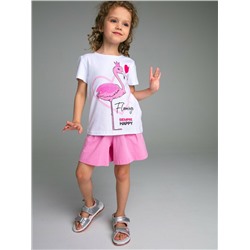 Комплект для девочек: фуфайка трикотажная (футболка), шорты текстильные