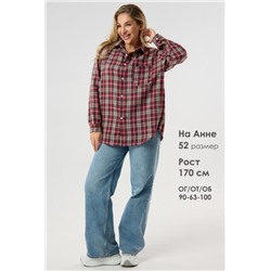 Рубашка женская в клетку (Бордовый)