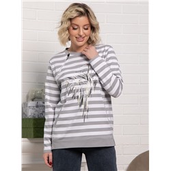 Блуза Журавлиная песня (бело-серая) Б15285-18М