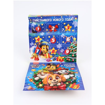 УЦЕНКА Адвент-календарь «Новогодние приключения с Щенячим патрулём», 6 пазлов и 3 игрушки