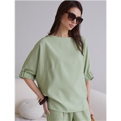 Свободная блузка с вырезом лодочка из плотного лиоцелла