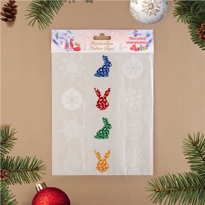 Наклейки на окна «Новогодние», МИКС