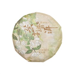 Китайский элитный чай Шу Пуэр Бин Ча с жасмином 92-100 г (блин)