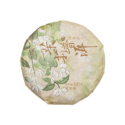 Китайский элитный чай Шу Пуэр Бин Ча с жасмином 92-100 г (блин)
