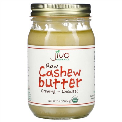 Jiva Organics, Raw Cashew Butter, Creamy - Unsalted, 16 oz (456 g)