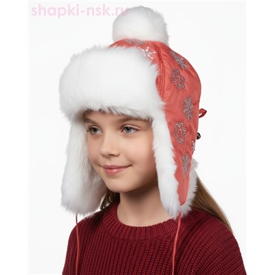 245-З Снежок Ушанка для девочки (50-52)