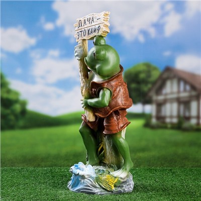 Садовая фигура из полистоуна «Лягушка с табличкой», 19×21×51 см