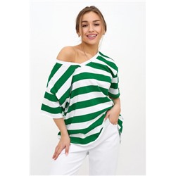 Футболка женская в полоску Фурор (Зеленый)