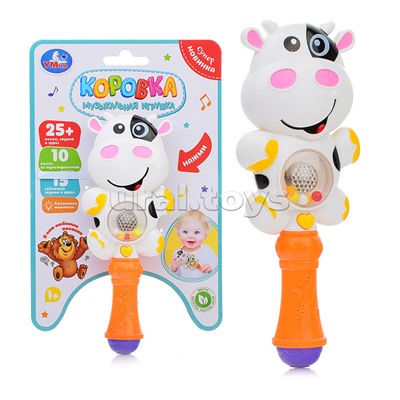 Погремушка Коровка (25 песен, звук, фраз. бат.) на картоне