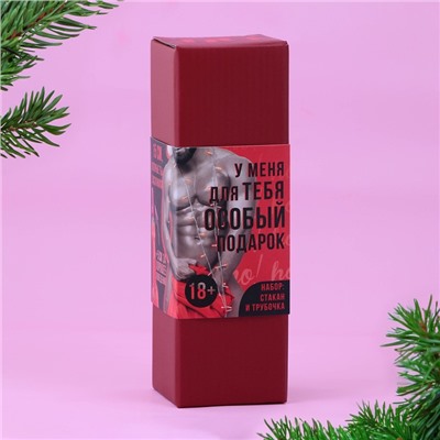 Подарочный набор новогодний «Особый подарок»: стакан 100 мл, трубочка, 18+