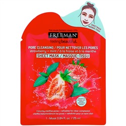 Freeman Beauty, Feeling Beautiful, тканевая маска для очищения пор, клубника + мята, 1 шт.