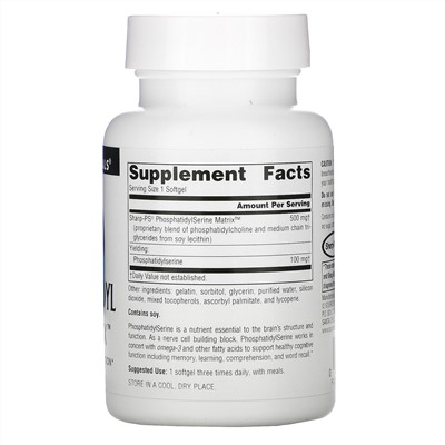 Source Naturals, Phosphatidyl Serine Matrix, 500 mg, 60 Softgels
