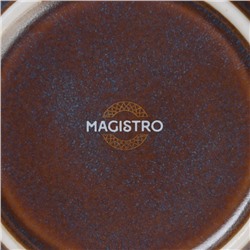 Чайная пара Magistro Garland, чашка 200 мл, блюдце d=14.2 см, фарфор, синяя, коричневая