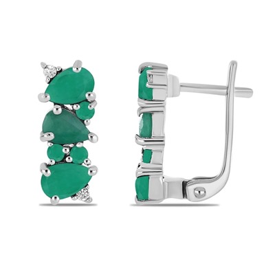 Серьги из серебра изумруд берилл, Идель