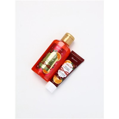 Подарочный набор новогодний: гель для душа, крем для рук и пилка для ногтей, аромат глинтвейн, URAL LAB