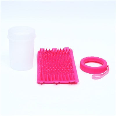 Лапомойка для средних собак с силиконовыми ворсинками 10×10×15 см, розовая