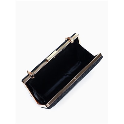 Сумка-клатч женская вечерняя на фермуаре, жёсткий корпус, на цепочке, блестящая, чёрная