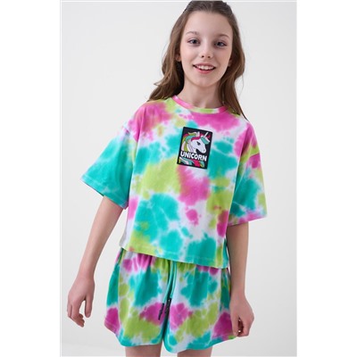 Комплект трикотажный для девочек: фуфайка (футболка), шорты PLAYTODAY, 1243353