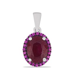 Подвеска, 1 рубин корунд овал 7х9 мм/2.64 ct , нанорубин, Джайв