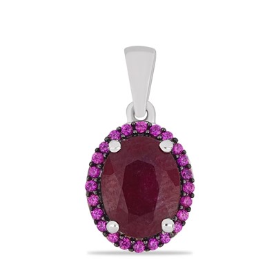 Подвеска, 1 рубин корунд овал 7х9 мм/2.64 ct , нанорубин, Джайв