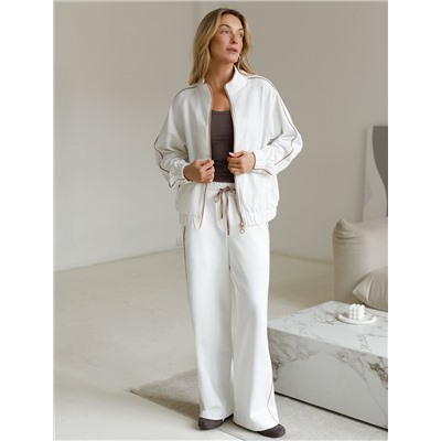 Прямые брюки с лампасами из эластичного футера двухнитки без начеса