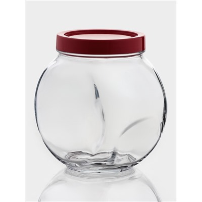 Банка для хранения сыпучих продуктов Paşabahçe Bella, 1.5 л, стекло, с красной крышкой, прозрачная