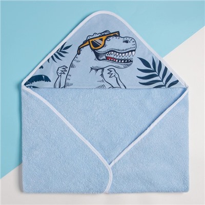 Полотенце - уголок махровое «Крошка Я» T-rex king, 75×75 см, хлопок 100%, голубое