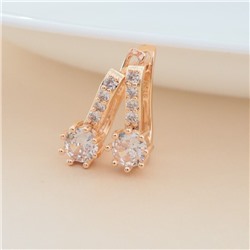 Серьги ювелирная бижутерия коллекция "Дубай", покрытие позолота, вставка: фианиты, цвет: прозрачный, арт.213.595