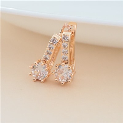 Серьги ювелирная бижутерия коллекция "Дубай", покрытие позолота, вставка: фианиты, цвет: прозрачный, арт.213.595