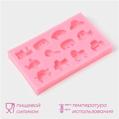 Молд для заливки «Машинки», силикон, 14.5×8.8×1.8 см, розовый